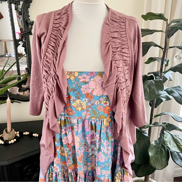 Free People Park Slope Retro Blue Floral Maxi Dress M - Picture 13 of 16